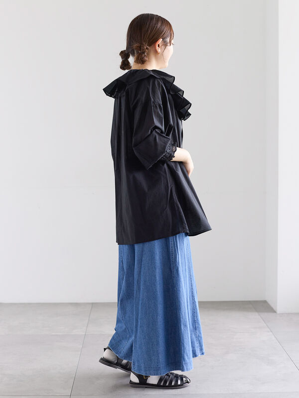 フリルカラーシアーブラウス　黒　ブラック Rouge vif la cle｜フリルカラーシアーブラウス | Rakuten Fashion