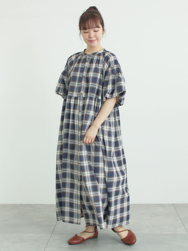 【遮熱】柄アソートバルーンスリーブワンピース（ネイビー）｜Samansa Mos2（サマンサ モスモス）通販