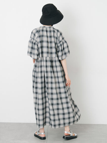 【遮熱】柄アソートバルーンスリーブワンピース（ブラック/ベージュ/サックスブルー/ネイビー）｜Samansa Mos2（サマンサ モスモス）通販