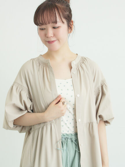 【遮熱】柄アソートバルーンスリーブワンピース（ブラック/ベージュ/サックスブルー/ネイビー）｜Samansa Mos2（サマンサ モスモス）通販