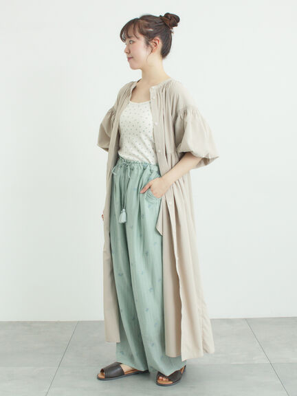 【遮熱】柄アソートバルーンスリーブワンピース（ブラック/ベージュ/サックスブルー/ネイビー）｜Samansa Mos2（サマンサ モスモス）通販