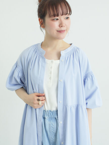 【遮熱】柄アソートバルーンスリーブワンピース（ブラック/ベージュ/サックスブルー/ネイビー）｜Samansa Mos2（サマンサ モスモス）通販