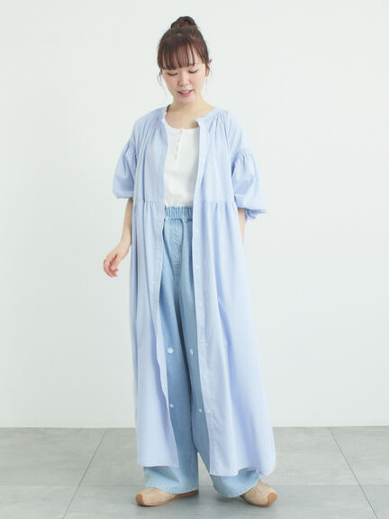 【遮熱】柄アソートバルーンスリーブワンピース（ブラック/ベージュ/サックスブルー/ネイビー）｜Samansa Mos2（サマンサ モスモス）通販