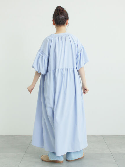 【遮熱】柄アソートバルーンスリーブワンピース（ブラック/ベージュ/サックスブルー/ネイビー）｜Samansa Mos2（サマンサ モスモス）通販