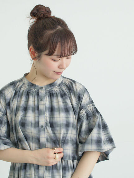 【遮熱】柄アソートバルーンスリーブワンピース（ブラック/ベージュ/サックスブルー/ネイビー）｜Samansa Mos2（サマンサ モスモス）通販