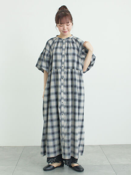 【遮熱】柄アソートバルーンスリーブワンピース（ブラック/ベージュ/サックスブルー/ネイビー）｜Samansa Mos2（サマンサ モスモス）通販