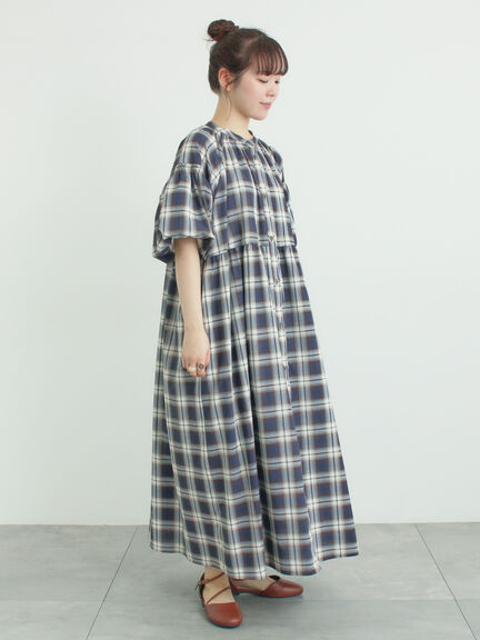 【遮熱】柄アソートバルーンスリーブワンピース（ブラック/ベージュ/サックスブルー/ネイビー）｜Samansa Mos2（サマンサ モスモス）通販