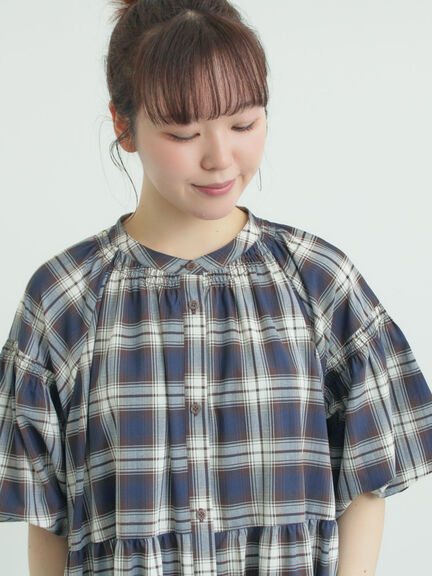 【遮熱】柄アソートバルーンスリーブワンピース（ブラック/ベージュ/サックスブルー/ネイビー）｜Samansa Mos2（サマンサ モスモス）通販