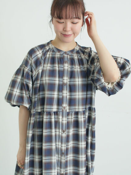 【遮熱】柄アソートバルーンスリーブワンピース（ブラック/ベージュ/サックスブルー/ネイビー）｜Samansa Mos2（サマンサ モスモス）通販