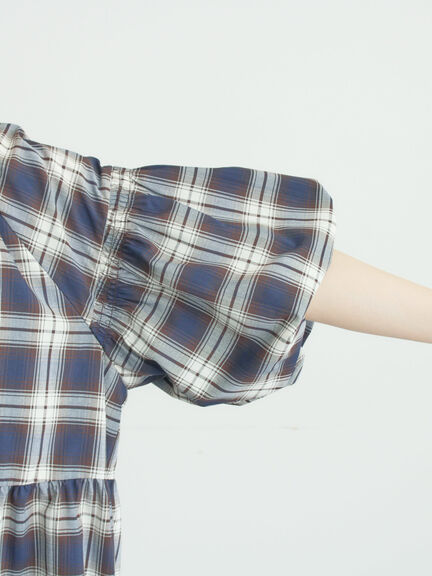 【遮熱】柄アソートバルーンスリーブワンピース（ブラック/ベージュ/サックスブルー/ネイビー）｜Samansa Mos2（サマンサ モスモス）通販