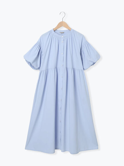 【遮熱】柄アソートバルーンスリーブワンピース（ブラック/ベージュ/サックスブルー/ネイビー）｜Samansa Mos2（サマンサ モスモス）通販