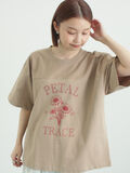 【接触冷感】ミニ裏毛切替フラワープリントTシャツ（ベージュ）｜Samansa Mos2（サマンサ モスモス）通販