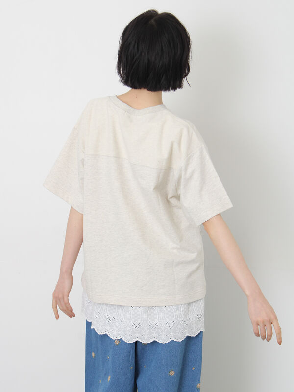 新品サマンサモスモス　ミニ裏毛切替フラワープリントTシャツ　3点 セール】 【接触冷感】ミニ裏毛切替フラワープリントTシャツ（オフ