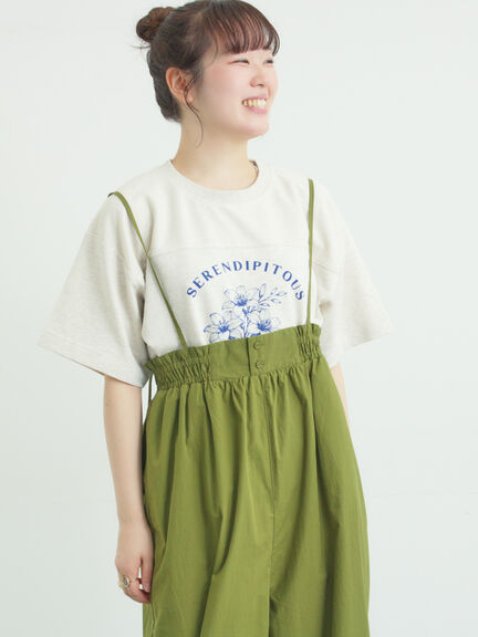 【接触冷感】ミニ裏毛切替フラワープリントTシャツ（オフホワイト/グレー/ベージュ）｜Samansa Mos2（サマンサ モスモス）通販