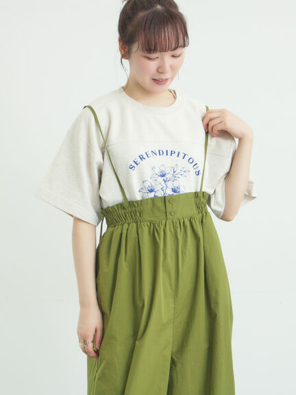 【接触冷感】ミニ裏毛切替フラワープリントTシャツ（オフホワイト/グレー/ベージュ）｜Samansa Mos2（サマンサ モスモス）通販