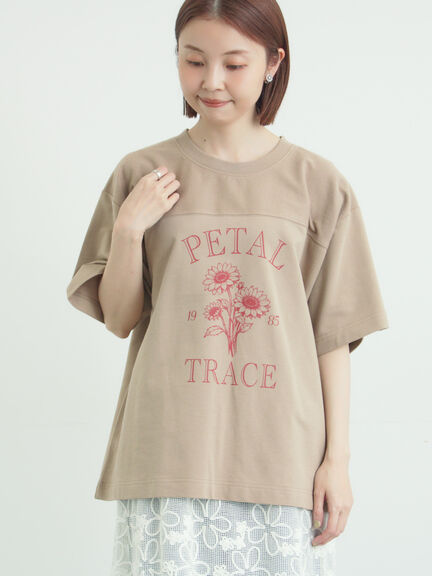 【接触冷感】ミニ裏毛切替フラワープリントTシャツ（オフホワイト/グレー/ベージュ）｜Samansa Mos2（サマンサ モスモス）通販