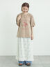 【接触冷感】ミニ裏毛切替フラワープリントTシャツ（オフホワイト/グレー/ベージュ）｜Samansa Mos2（サマンサ モスモス）通販