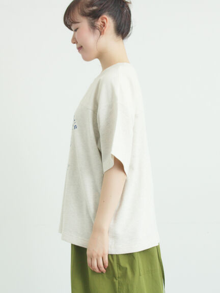 【接触冷感】ミニ裏毛切替フラワープリントTシャツ（オフホワイト/グレー/ベージュ）｜Samansa Mos2（サマンサ モスモス）通販