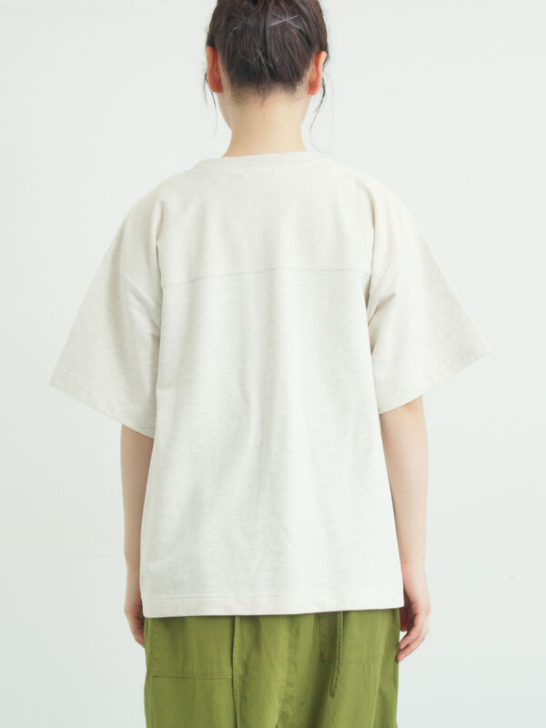 セール】 【接触冷感】ミニ裏毛切替フラワープリントTシャツ（オフ