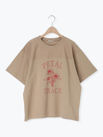 【接触冷感】ミニ裏毛切替フラワープリントTシャツ（オフホワイト/グレー/ベージュ）｜Samansa Mos2（サマンサ モスモス）通販