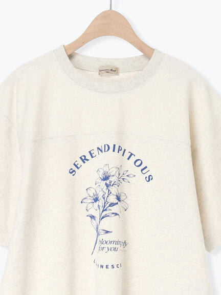 【接触冷感】ミニ裏毛切替フラワープリントTシャツ（オフホワイト/グレー/ベージュ）｜Samansa Mos2（サマンサ モスモス）通販