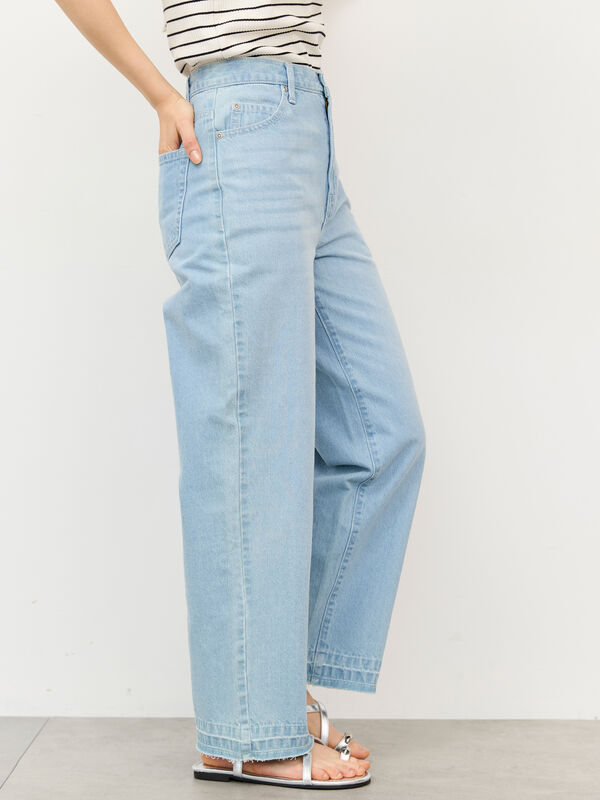 セール】 【ECO DENIM】ストレートパンツ（チャコールグレー/サックス