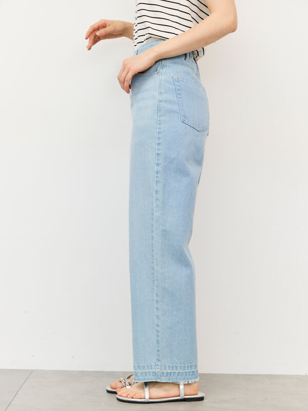 セール】 【ECO DENIM】ストレートパンツ（チャコールグレー/サックス