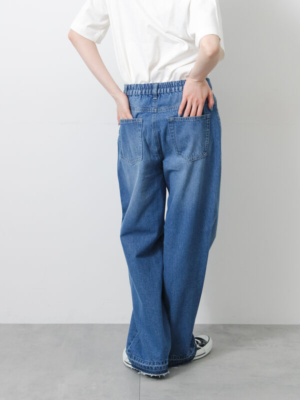 ECO DENIM】ストレートパンツ（チャコールグレー/サックスブルー