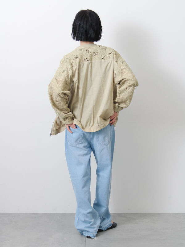 ECO DENIM】ストレートパンツ（チャコールグレー/サックスブルー
