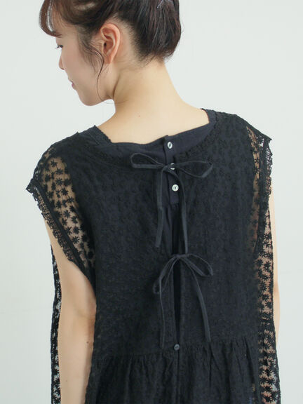 チュール刺繍前後2WAYノースリワンピース（オフホワイト/ブラック/キナリ）｜Samansa Mos2（サマンサ モスモス）通販