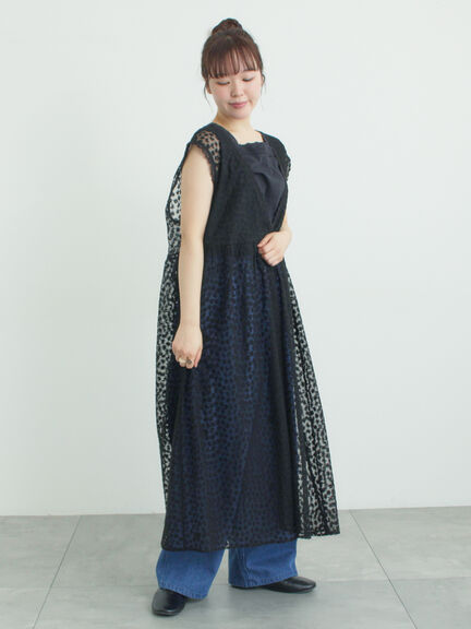 チュール刺繍前後2WAYノースリワンピース（オフホワイト/ブラック/キナリ）｜Samansa Mos2（サマンサ モスモス）通販