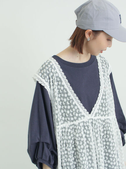 チュール刺繍前後2WAYノースリワンピース（オフホワイト/ブラック/キナリ）｜Samansa Mos2（サマンサ モスモス）通販