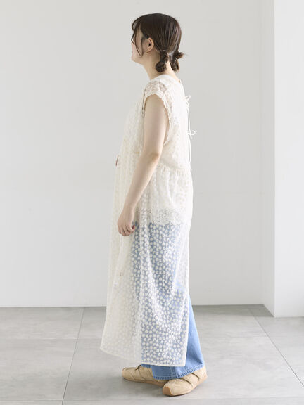 チュール刺繍前後2WAYノースリワンピース（オフホワイト/ブラック/キナリ）｜Samansa Mos2（サマンサ モスモス）通販