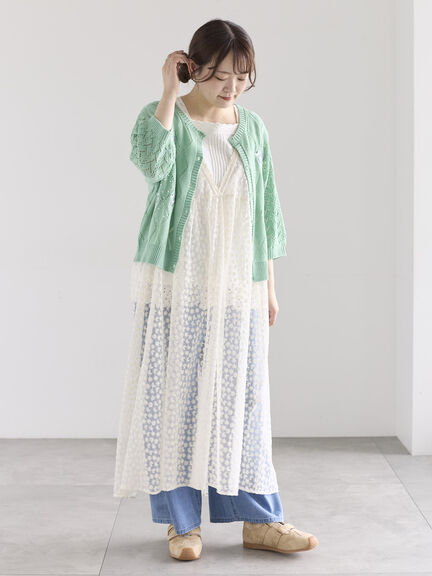 チュール刺繍前後2WAYノースリワンピース（オフホワイト/ブラック/キナリ）｜Samansa Mos2（サマンサ モスモス）通販