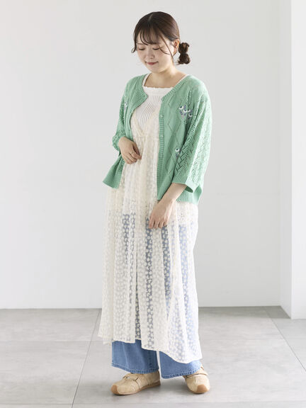 チュール刺繍前後2WAYノースリワンピース（オフホワイト/ブラック/キナリ）｜Samansa Mos2（サマンサ モスモス）通販