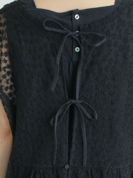 チュール刺繍前後2WAYノースリワンピース（オフホワイト/ブラック/キナリ）｜Samansa Mos2（サマンサ モスモス）通販