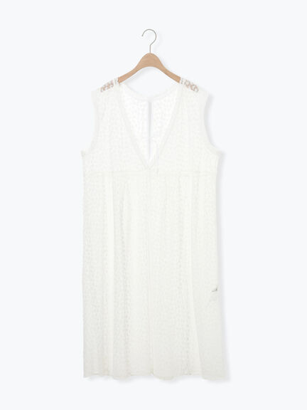 チュール刺繍前後2WAYノースリワンピース（オフホワイト/ブラック/キナリ）｜Samansa Mos2（サマンサ モスモス）通販