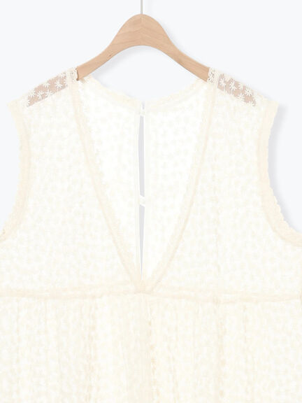 チュール刺繍前後2WAYノースリワンピース（オフホワイト/ブラック/キナリ）｜Samansa Mos2（サマンサ モスモス）通販