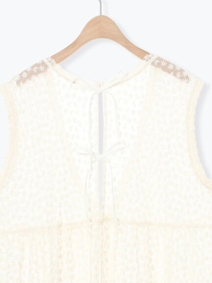 チュール刺繍前後2WAYノースリワンピース（オフホワイト/ブラック/キナリ）｜Samansa Mos2（サマンサ モスモス）通販