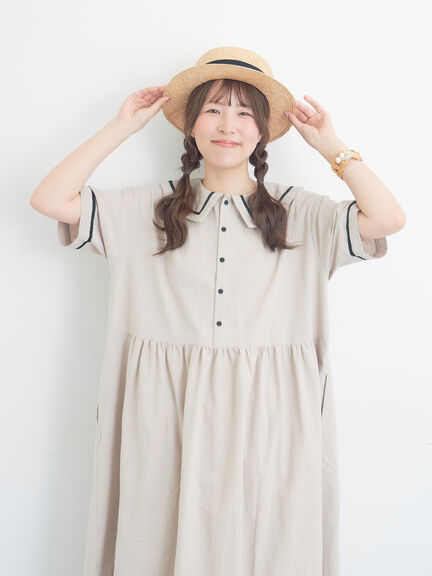 ビッグ襟前後2WAYワンピース（ブラック/ベージュ/ブルー）｜Samansa Mos2（サマンサ モスモス）通販