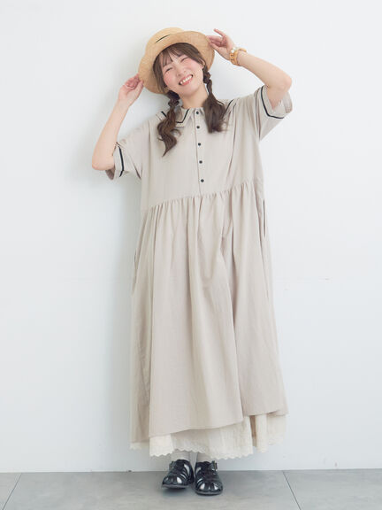 ビッグ襟前後2WAYワンピース（ブラック/ベージュ/ブルー）｜Samansa Mos2（サマンサ モスモス）通販