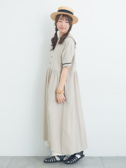 ビッグ襟前後2WAYワンピース（ブラック/ベージュ/ブルー）｜Samansa Mos2（サマンサ モスモス）通販