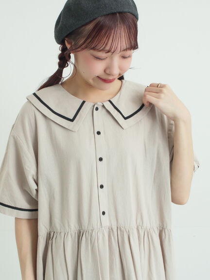ビッグ襟前後2WAYワンピース（ブラック/ベージュ/ブルー）｜Samansa Mos2（サマンサ モスモス）通販
