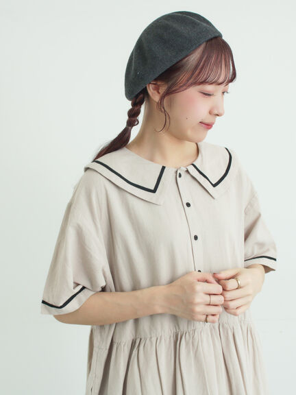 ビッグ襟前後2WAYワンピース（ブラック/ベージュ/ブルー）｜Samansa Mos2（サマンサ モスモス）通販