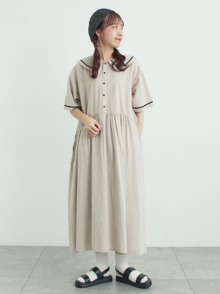 ビッグ襟前後2WAYワンピース（ブラック/ベージュ/ブルー）｜Samansa Mos2（サマンサ モスモス）通販