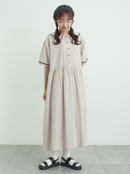 ビッグ襟前後2WAYワンピース（ブラック/ベージュ/ブルー）｜Samansa Mos2（サマンサ モスモス）通販