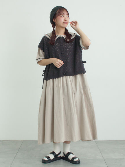 ビッグ襟前後2WAYワンピース（ブラック/ベージュ/ブルー）｜Samansa Mos2（サマンサ モスモス）通販