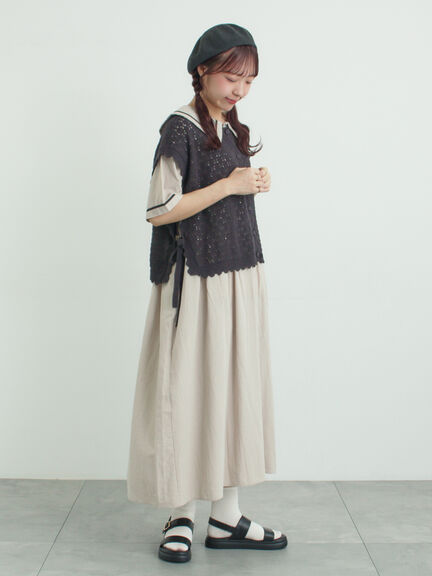 ビッグ襟前後2WAYワンピース（ブラック/ベージュ/ブルー）｜Samansa Mos2（サマンサ モスモス）通販