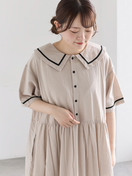ビッグ襟前後2WAYワンピース（ブラック/ベージュ/ブルー）｜Samansa Mos2（サマンサ モスモス）通販