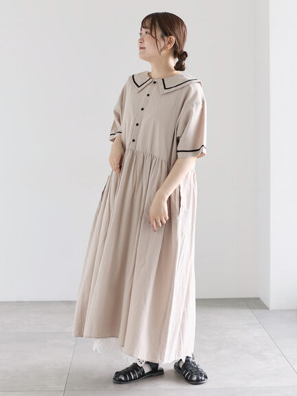 ビッグ襟前後2WAYワンピース（ブラック/ベージュ/ブルー）｜Samansa Mos2（サマンサ モスモス）通販